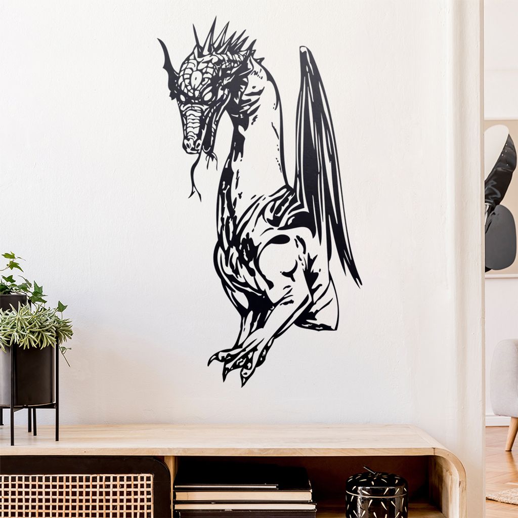Drachen Wandtattoo in 6 Größen - Wandaufkleber Wall Sticker - Dekoration, Küche, Wohnzimmer, Schlafzimmer, Badezimmer