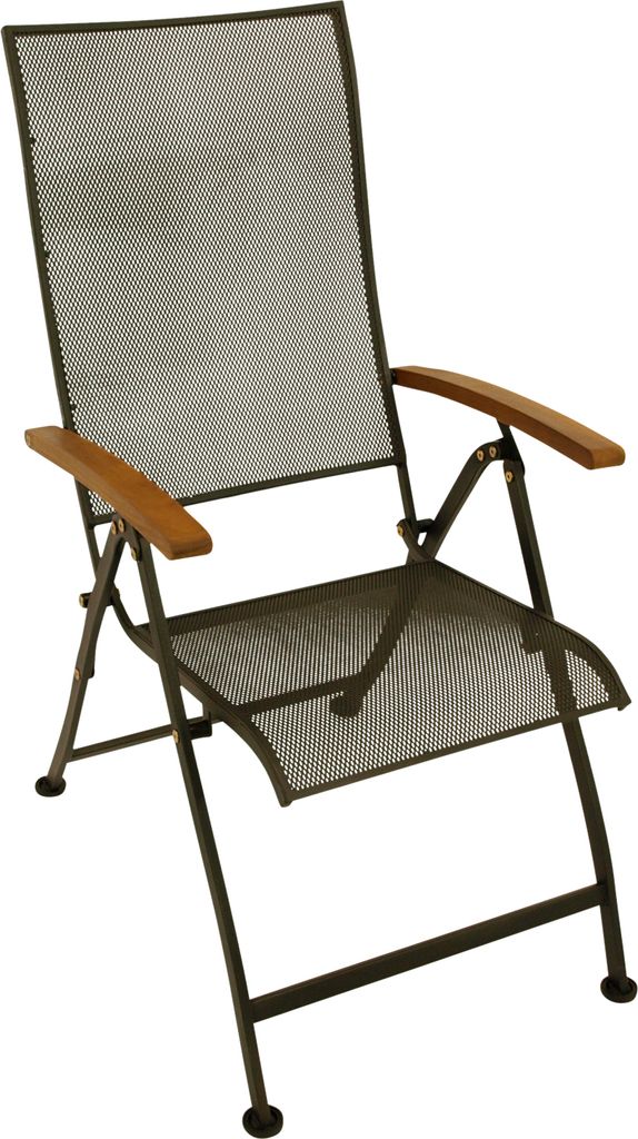 DEGAMO Gartensessel Klappsessel Gartenstuhl CHIASSO, Streckmetall verzinkt anthrazit, Armlehnen Akazie, 5-fach verstellbar