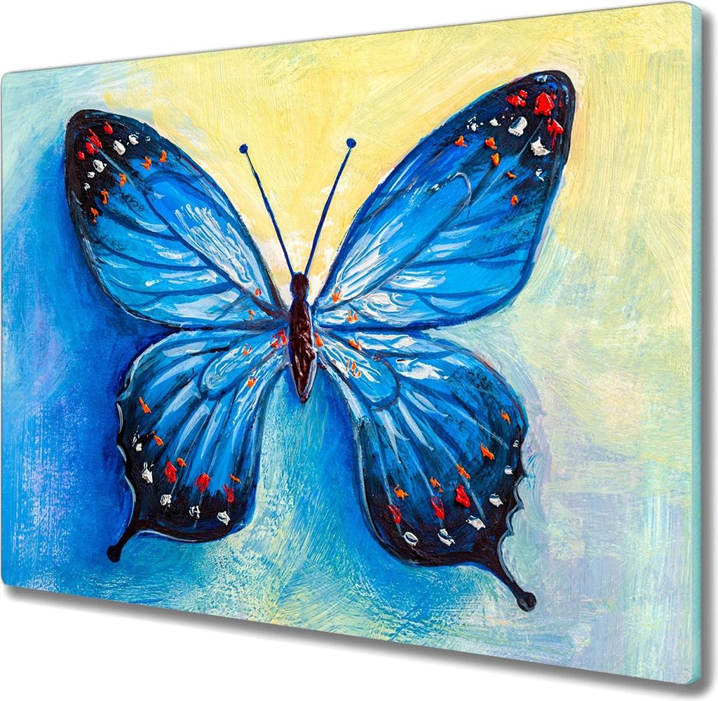 Coloray Herdabdeckplatte 60x52 cm Schneidebrett Kochplattenabdeckung Küchenbrett Hackbrett - Insekt Schmetterling Wurm