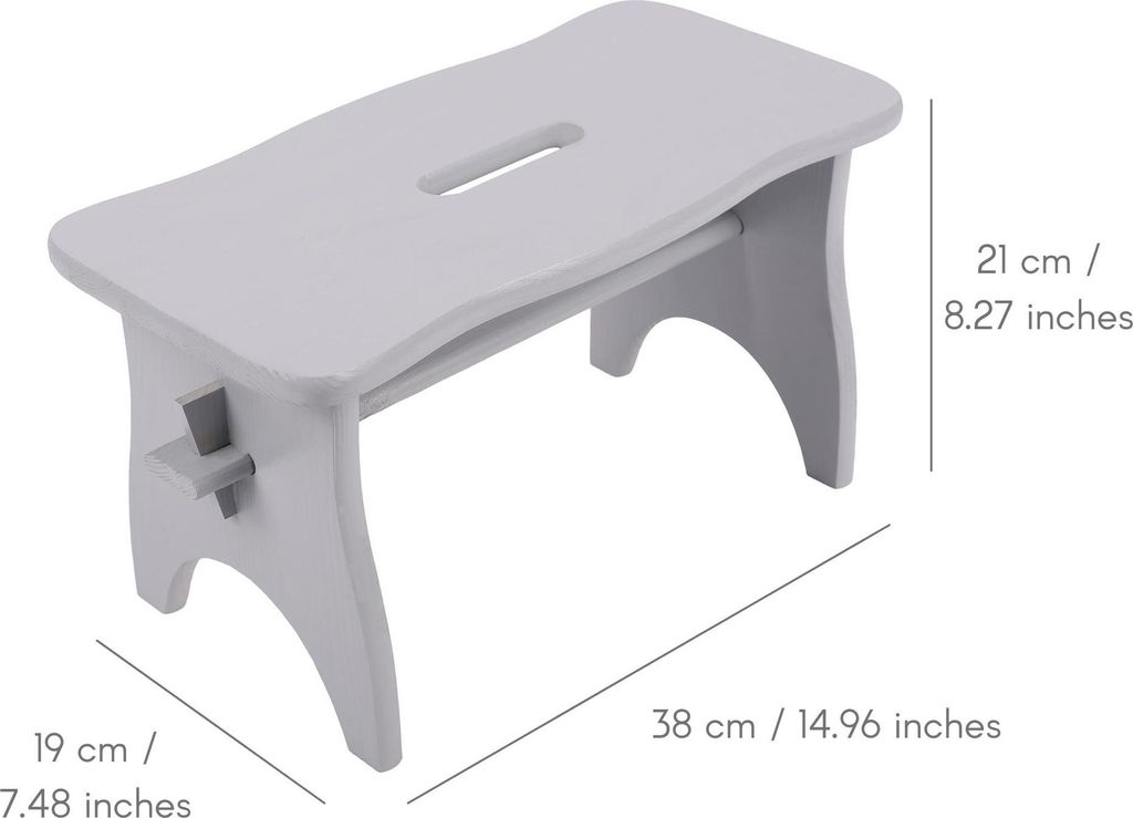 Creative Deco Graue Fußbank Holz Hocker - 38 x 19 x 21 cm - Tritthocker Blumenhocker