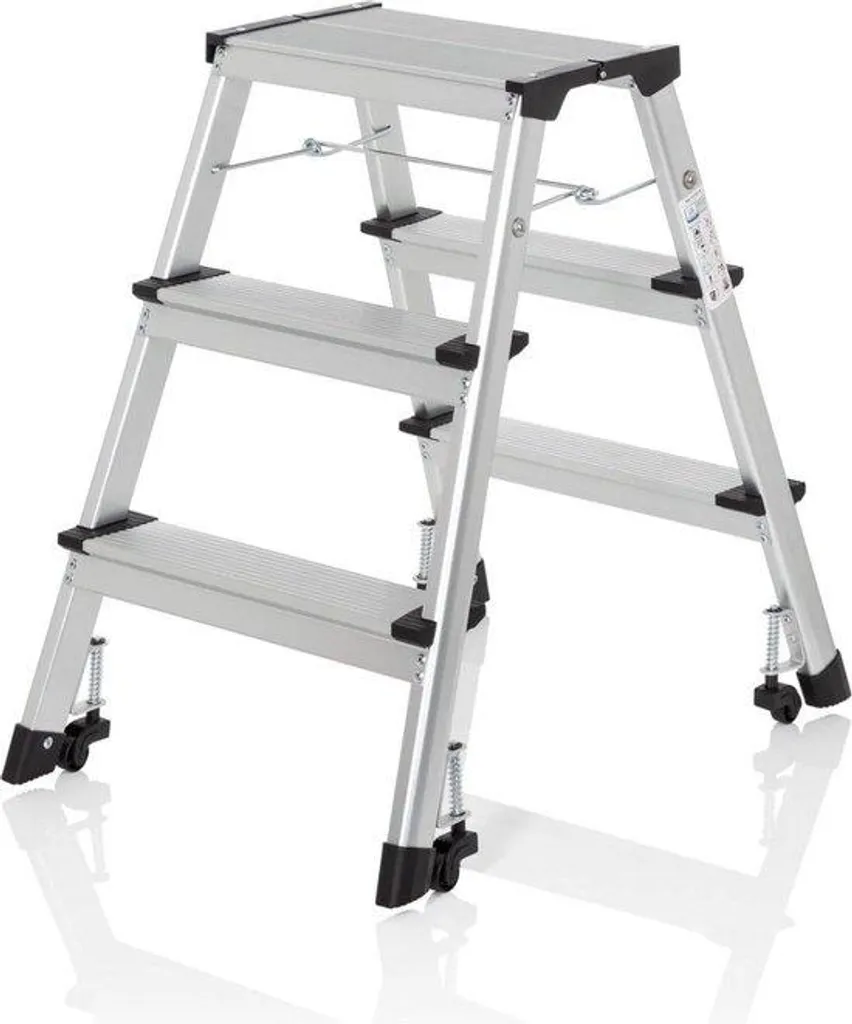 Échelle de bricolage pliante aluminium 3 marches argent charge 150kg