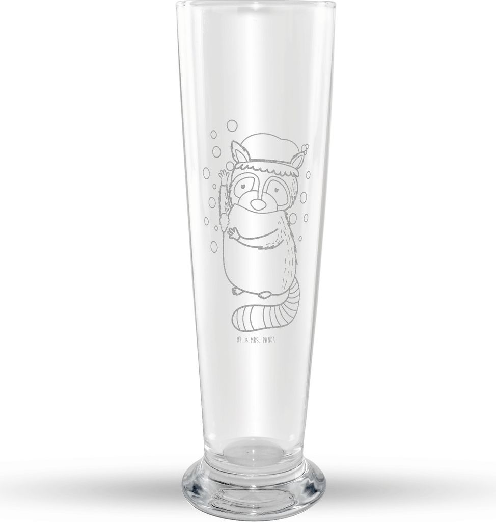 Mr. & Mrs. Panda Bierglas Waschbär - Transparent - Geschenk, Seifenblasen, Fröhlich, Tagträumen, Bier Glas, Weißbierglas, Weizenbier, Tiermotiv...