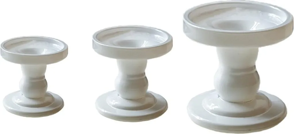 INF Lot de 3 Bougeoirs en Verre Blanc pour Centre de Table Décoratif