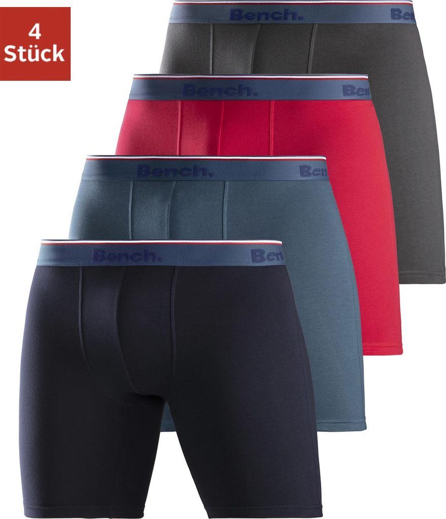 Bench Langer Boxer 4 -teilig rot, blau, anthrazit, schwarz Größe XL