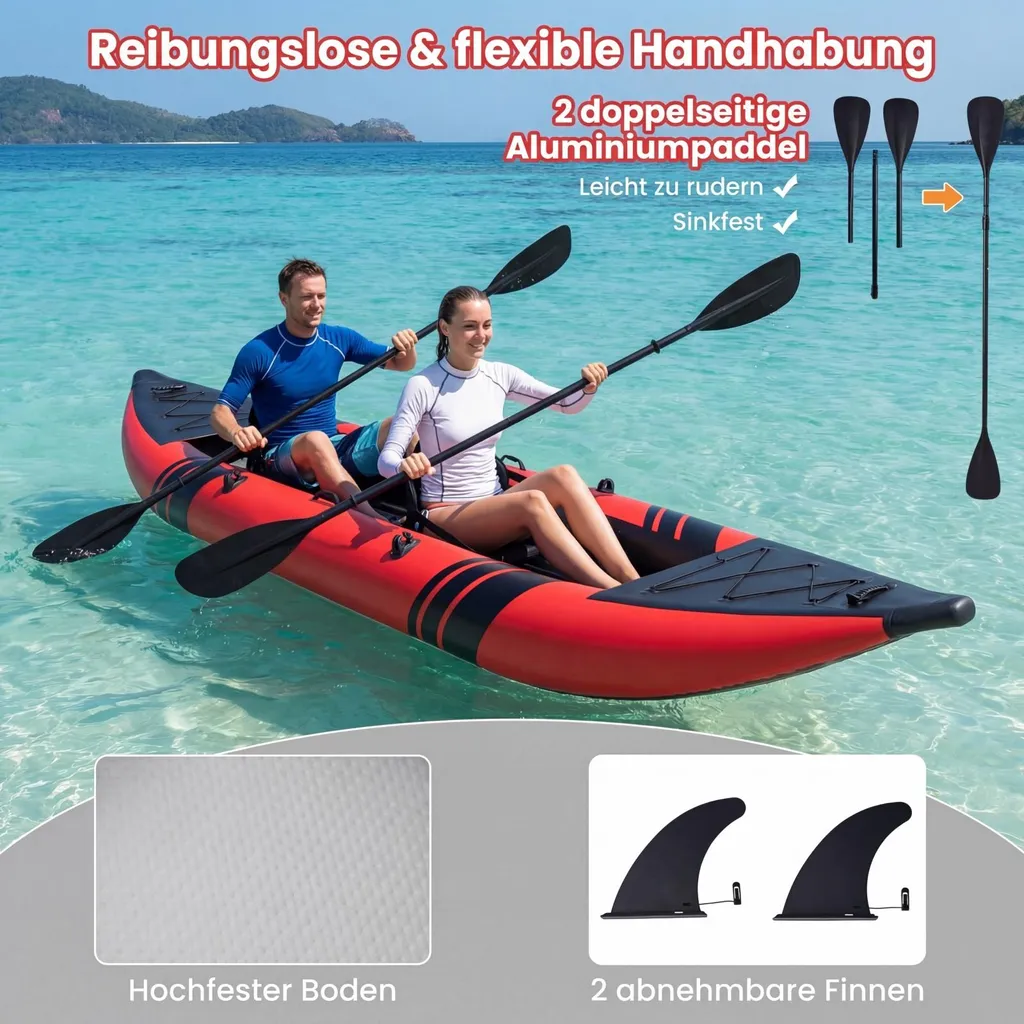 Kayak gonflable robuste et stable pour 2 personnes, pack complet prêt - 5