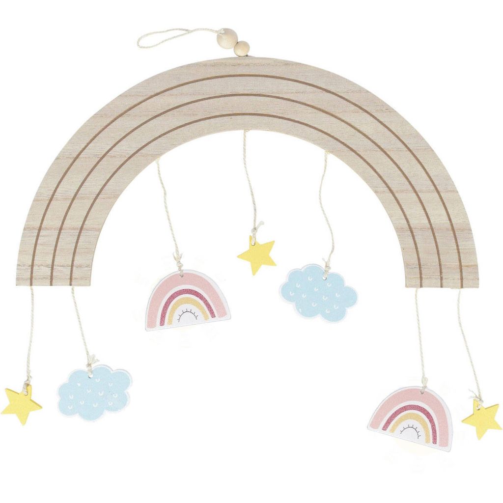 Regenbogen, Hängedeko für Babybett, 33 x 16,5 cm