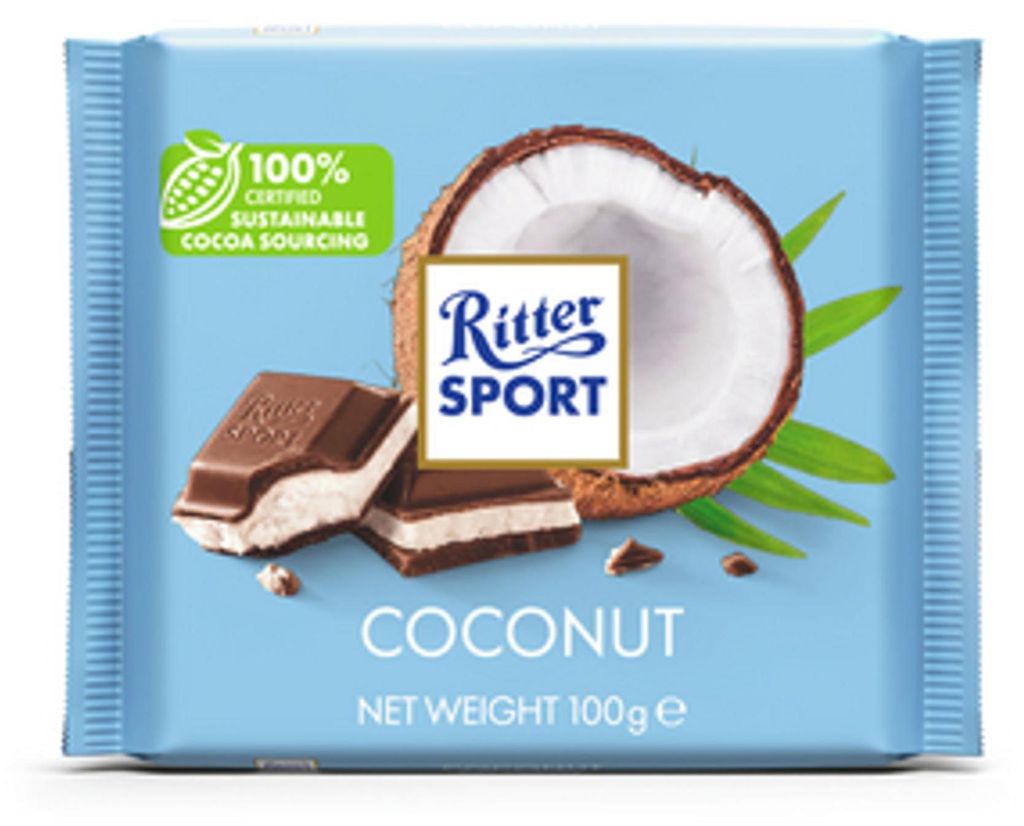 Ritter Sport kokos s alpskou mliečnou čokoládou a mliečnou Obrázok produktu 