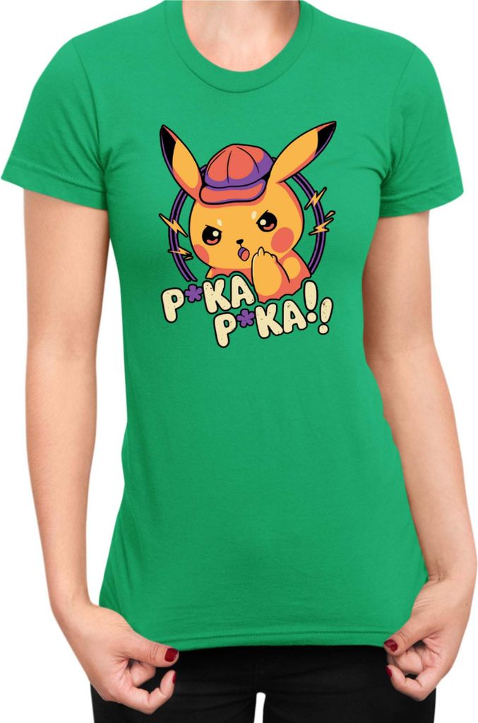 Damen T-Shirt Japan Manga Anime Comics Pokemon 032, Lady S / Grün