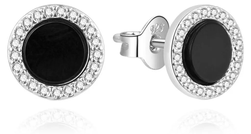 Boucles d'oreilles en argent et émail noir AGUP3499 - Design Original