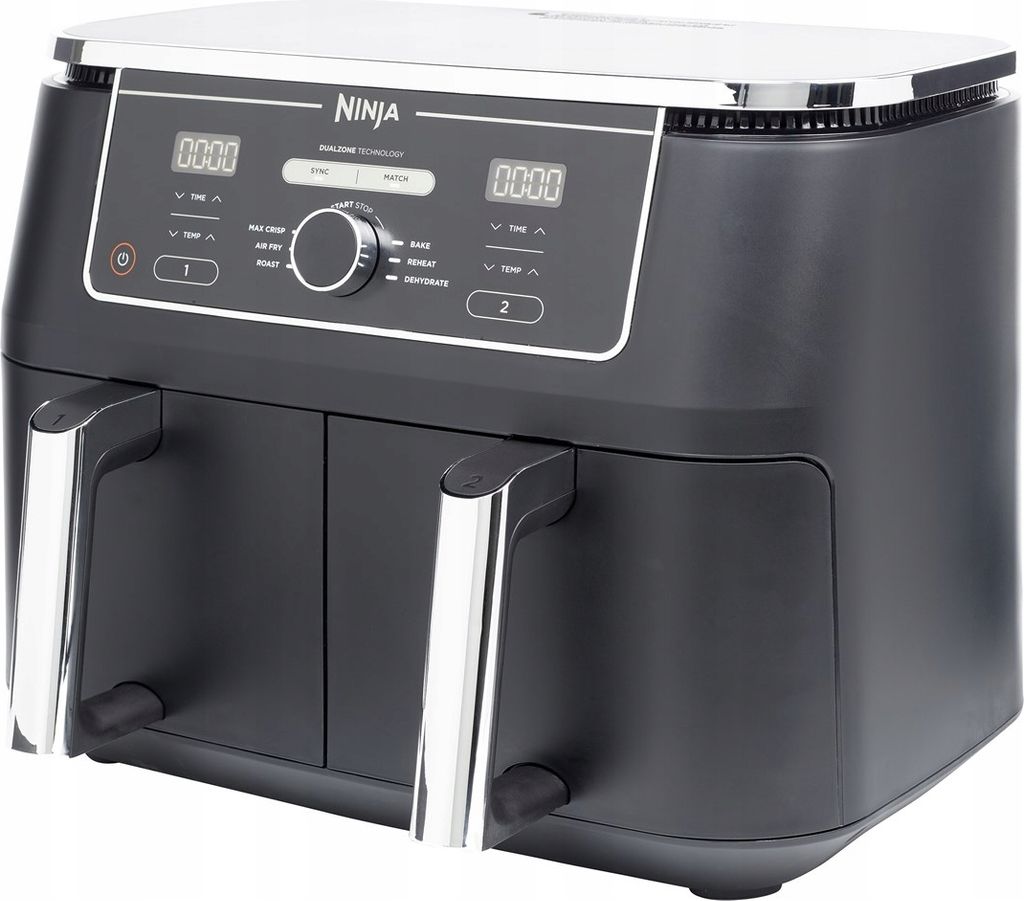 Fettfreie Friteuse 9.5L 2470W Doppelschüssel Schwarz 7 Led Programme