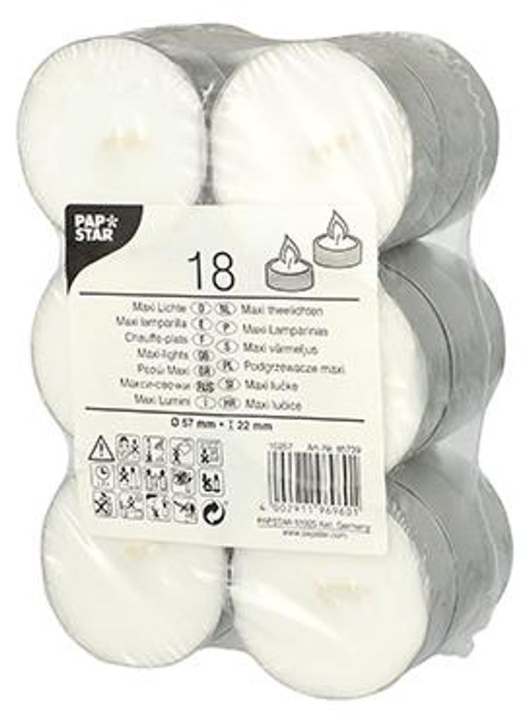 144 luci Papstar Maxi Ø 57 mm, 22 mm bianco 85739 Immagine del prodotto 