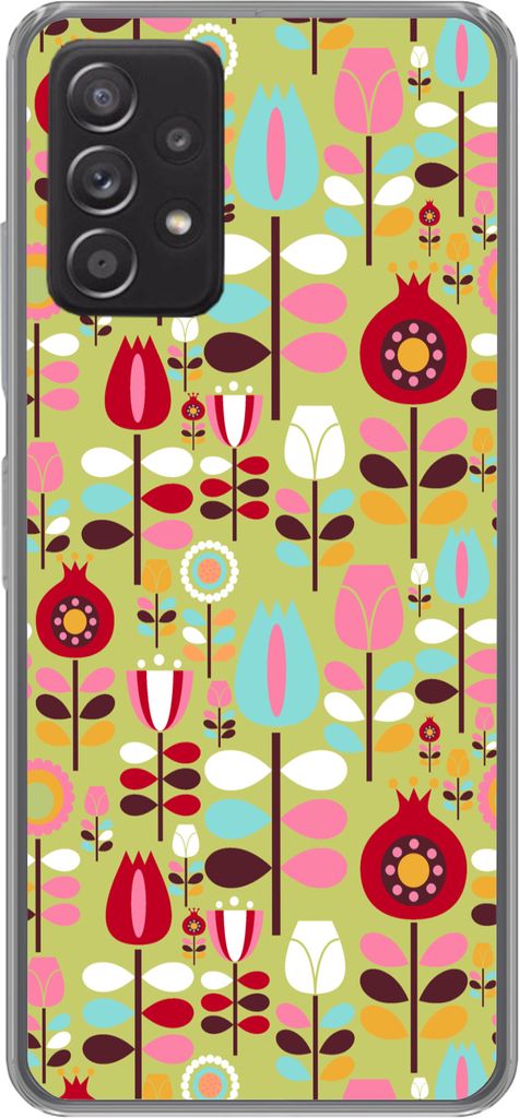 MuchoWow Handyhülle Schutzhülle Hülle für Telefoonhoesje Samsung Galaxy A53 5G Muster - Blumen - Farben Silikon Softcase Handy Hülle - Hardc...