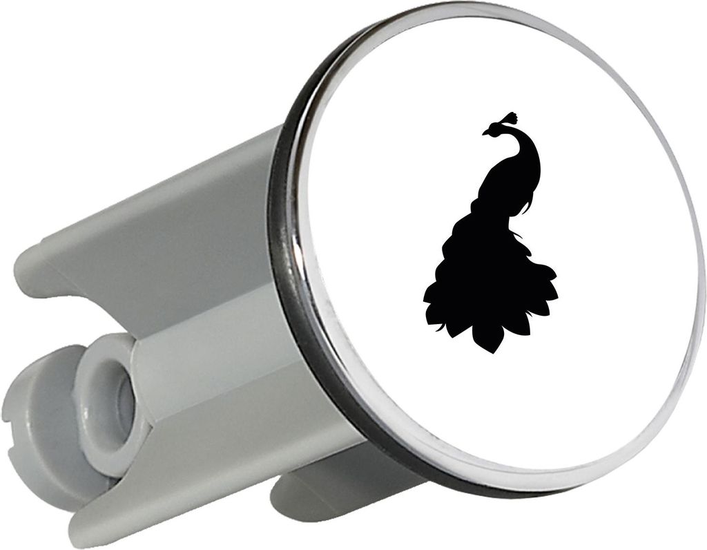 Huuraa Waschbeckenstöpsel Pfau Silhouette 4cm höhenverstellbar Abflussstopfen Geschenkidee
