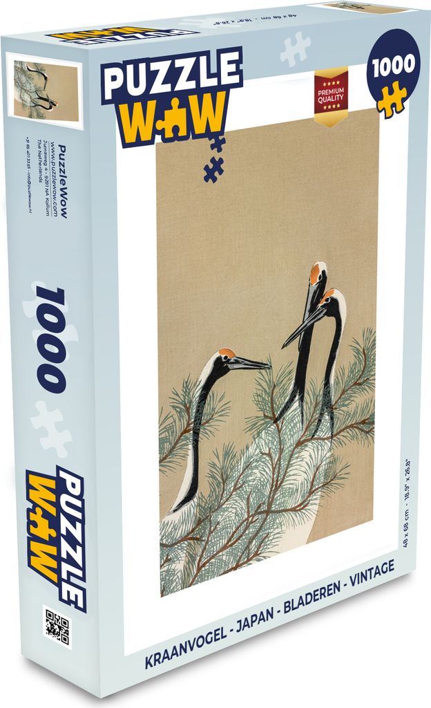 MuchoWow Puzzle 1000 Teile Kranich - Japan - Blätter - Vintage - Spielzeug - Alt und Jung - Spiele - Puzzeln