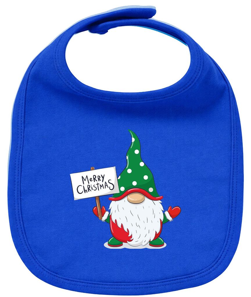 Huuraa Baby Lätzchen Wichtel Merry Christmas Royal Blue Klettverschluss Baumwolle Latz Geschenkidee