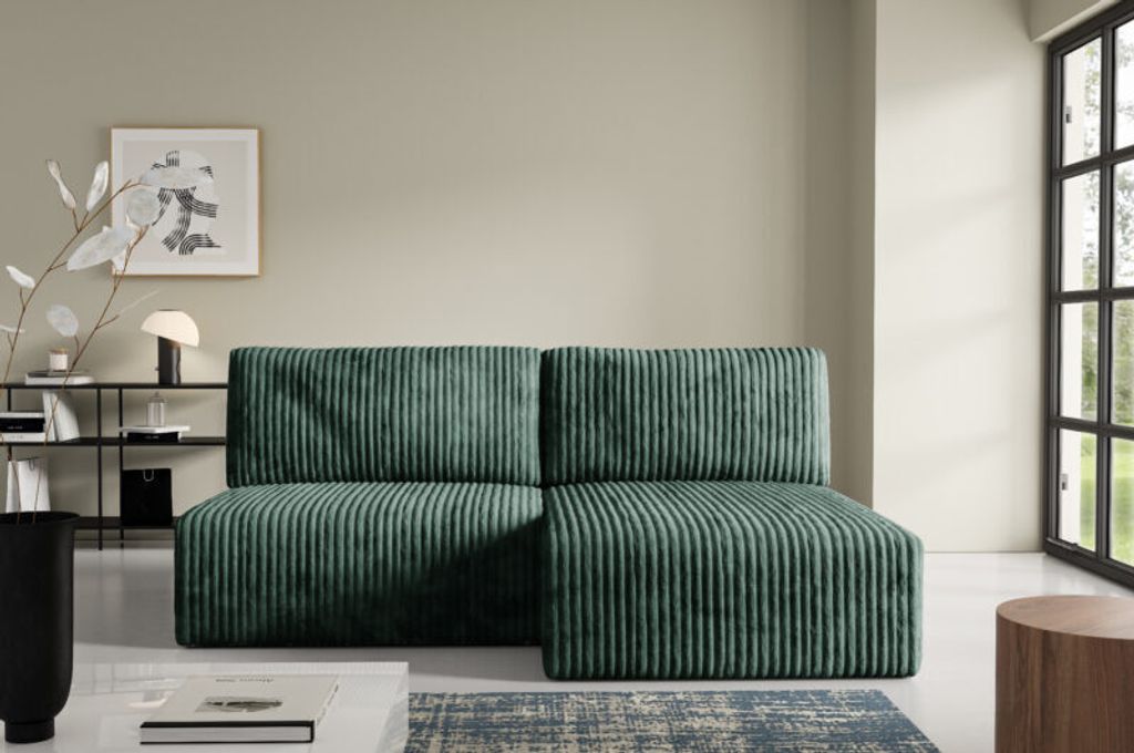 Intenso Modular Cord Ecksofa mit Schlaffunktion BERGE, Grun Produktbild 