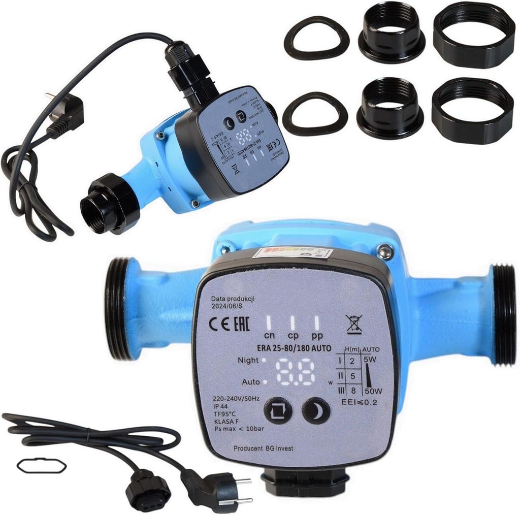 Elektronische Umlaufpumpe ERA 25-80/180 AUTO (5-50W max. 3720l/h max. Förderhöhe 8m) - Zirkulationspumpe für Wasser 3-Stufige