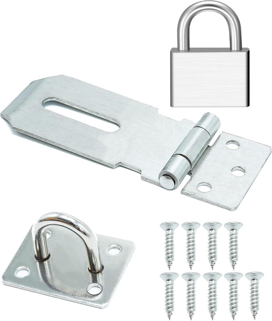 1 x robuste Edelstahl-Überfalle mit 30 mm Vorhängeschloss – sichere Verriegelungslösung für Tore, Schränke und Haustierkäfige