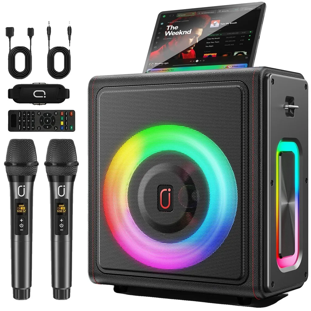 Enceinte Bluetooth Karaoké 75W - Système Audio 360° et Bluetooth 5.3