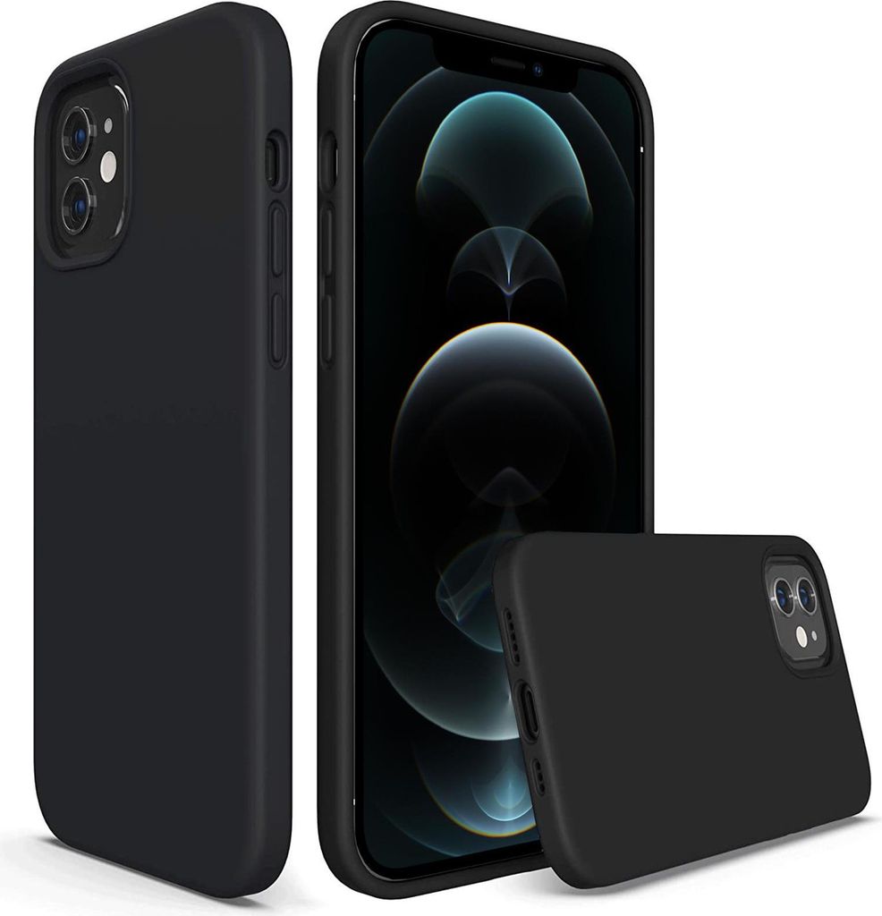 Hülle Apple iPhone 12 / 12 Pro 6.1 Handy Schutz Cover Silikon Gel Case Tasche, schwarz