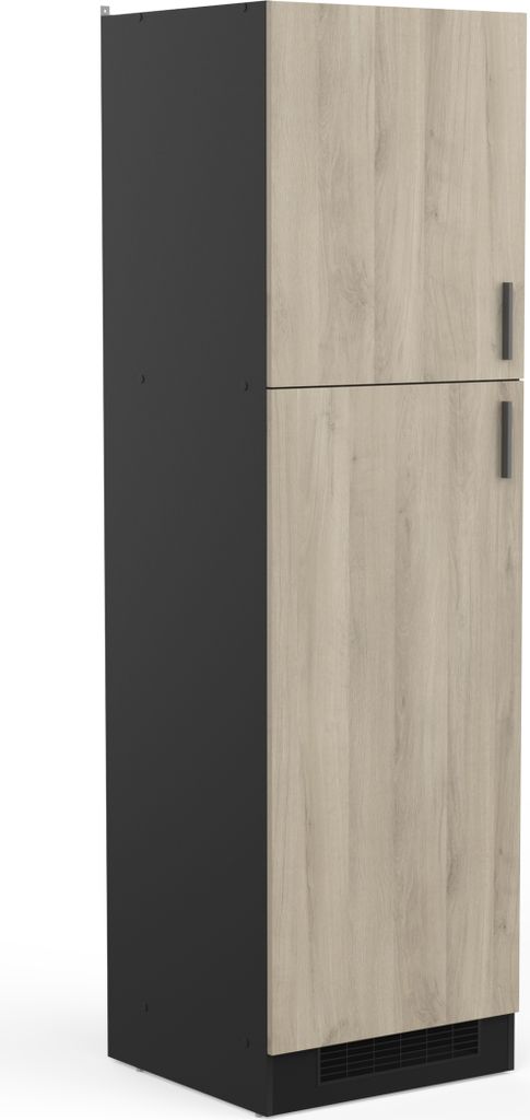 Kühlumbauschrank >Origan< in Kronberg Eiche/schwarz - 60x207x60 (BxHxT)