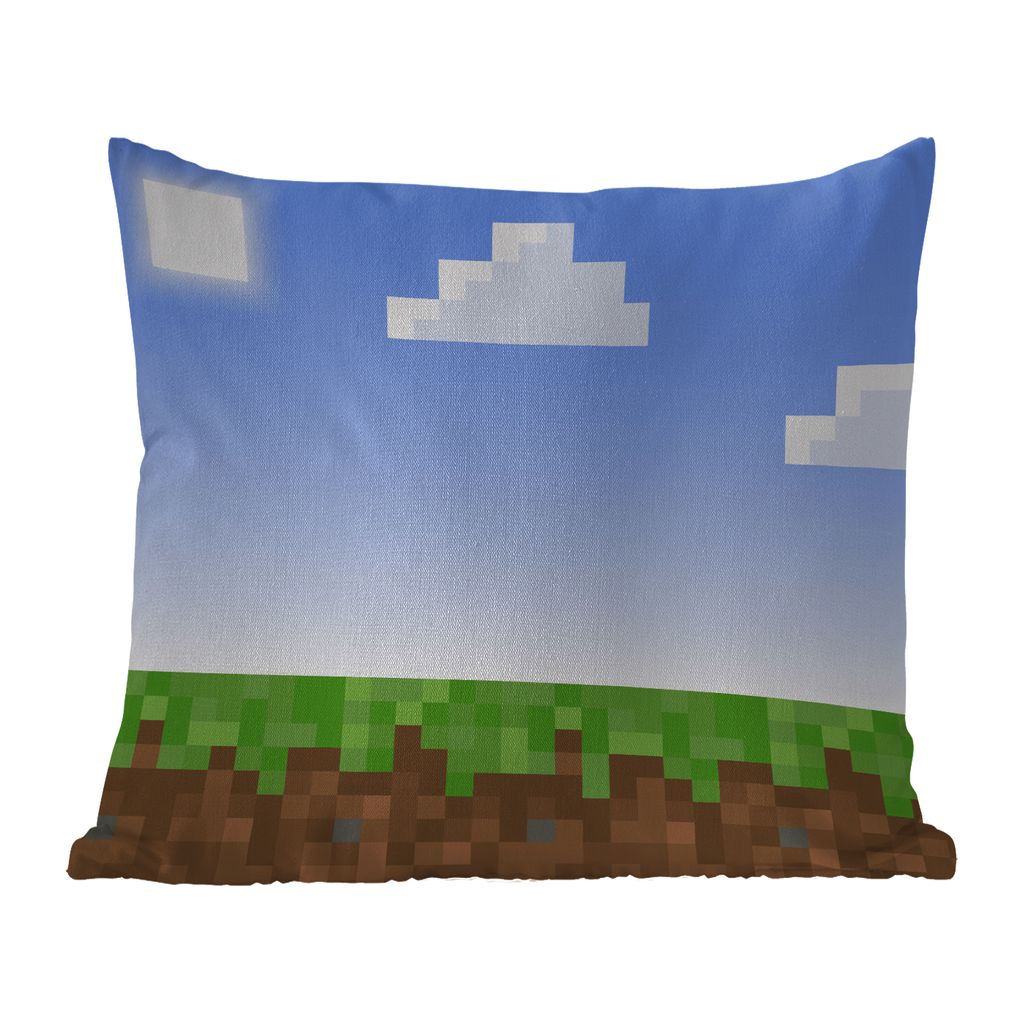 MuchoWow Outdoor Kissen - Spiele - Pixel - Spiele - Gras - 45x45 cm - Wetterfest - Lounge Kissen - Fotokissen - Dekoratives Kissen