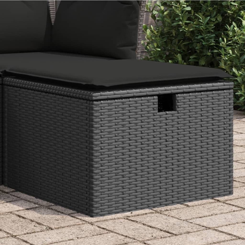 CLORIS Gartenhocker mit Kissen Schwarz 55x55x37 cm Poly Produktbild 