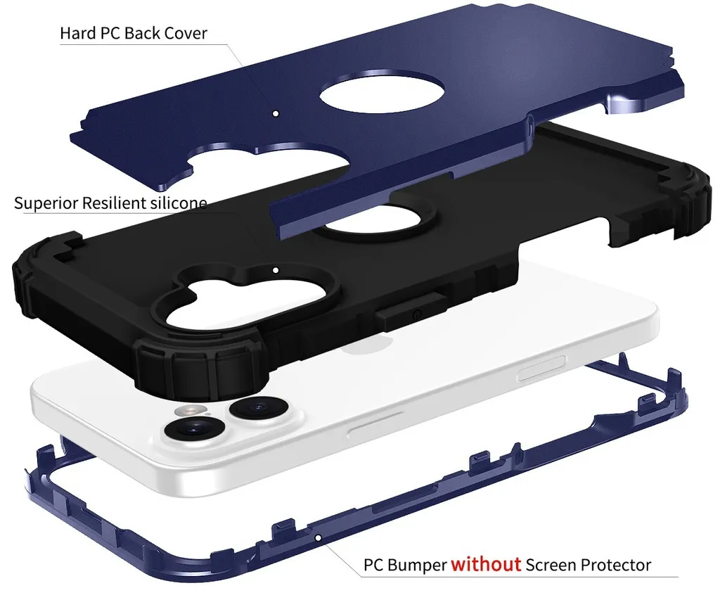 IMEIKONST Custodia Per IPhone 16 Con Porta Carte E Anello Magnetico – Protezione Militare Antiurto, Supporto Per Auto E Slot Per 2 Carte (Blu)