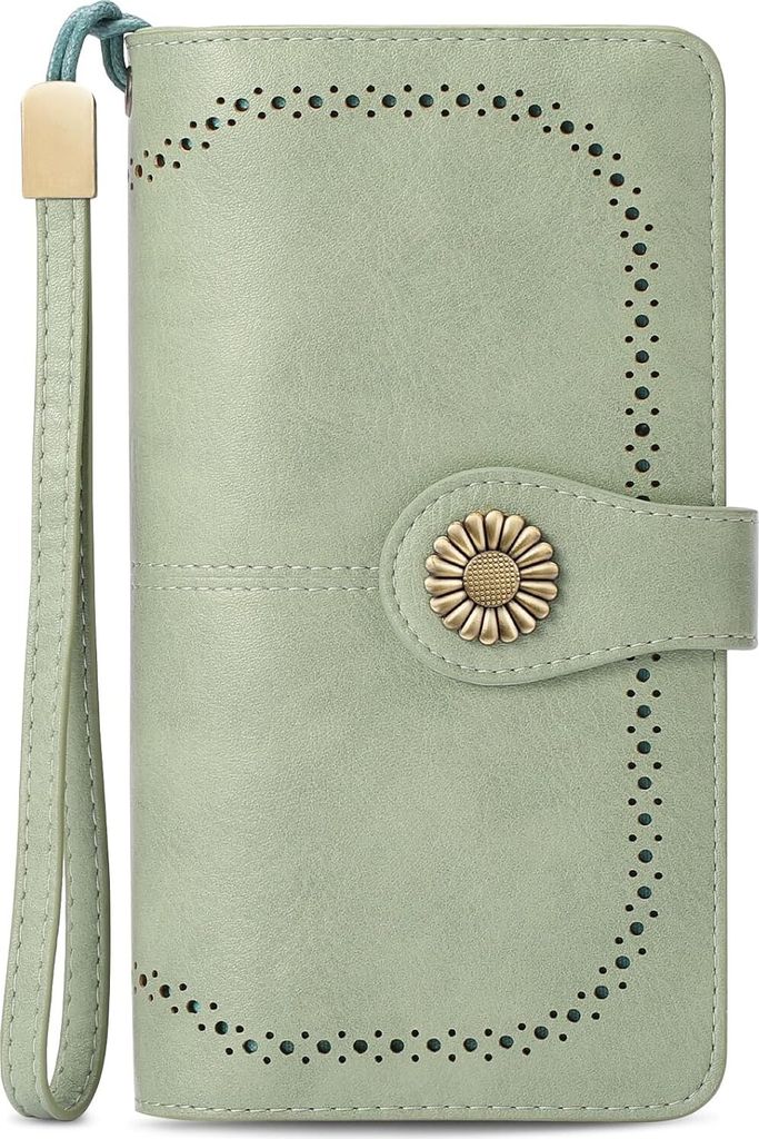 Damen Leder Gross Geldbeutel Groß Viele Fächer mit 24 Kartenfächer Lang Portemonnaie RFID Schutz Portmonee Leder mit Handyfach und Reißverschuss