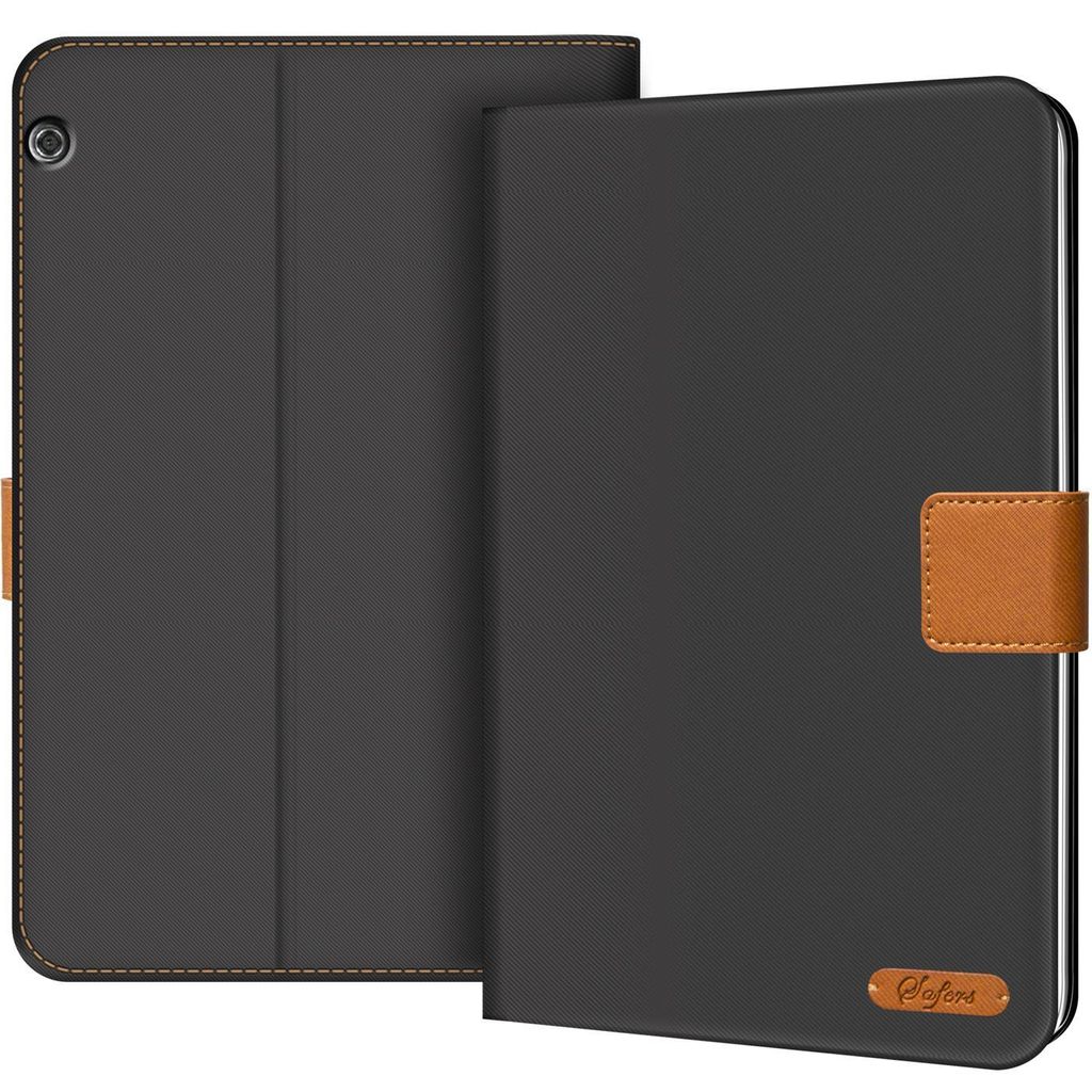 Conie Tablet Klapp Tasche für Huawei MediaPad T5 10.1 Kartenfach Rundumschutz Book Hülle mit Aufstellfunktion in Grau