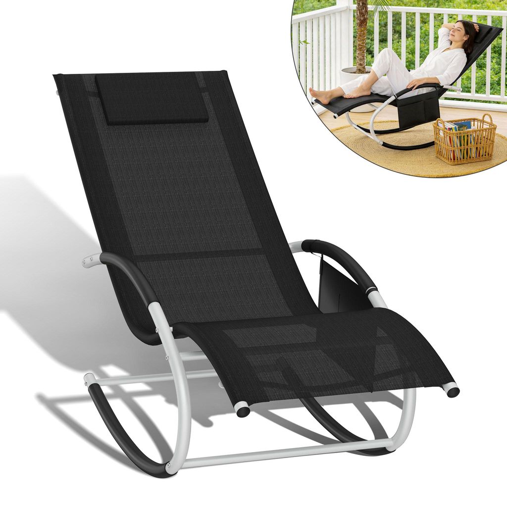 XMTECH Faltstuhl U-Stuhl für Garten, Terrasse & Camping, robust, wasser- & UV-beständig, bequem, Kopfpolster & Tasche inklusive