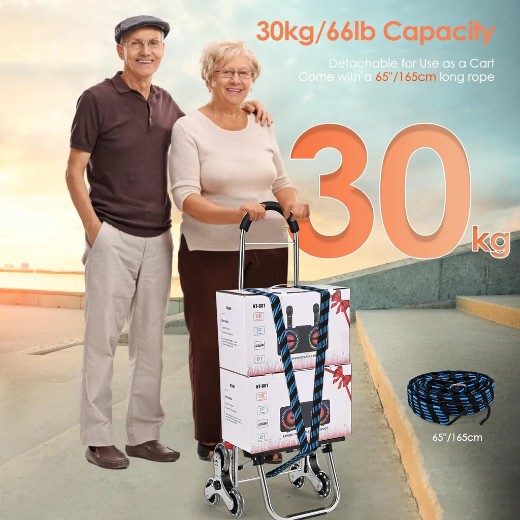 Chariot de courses utilitaire pliable pour escalier - Finition Chocolat - 4