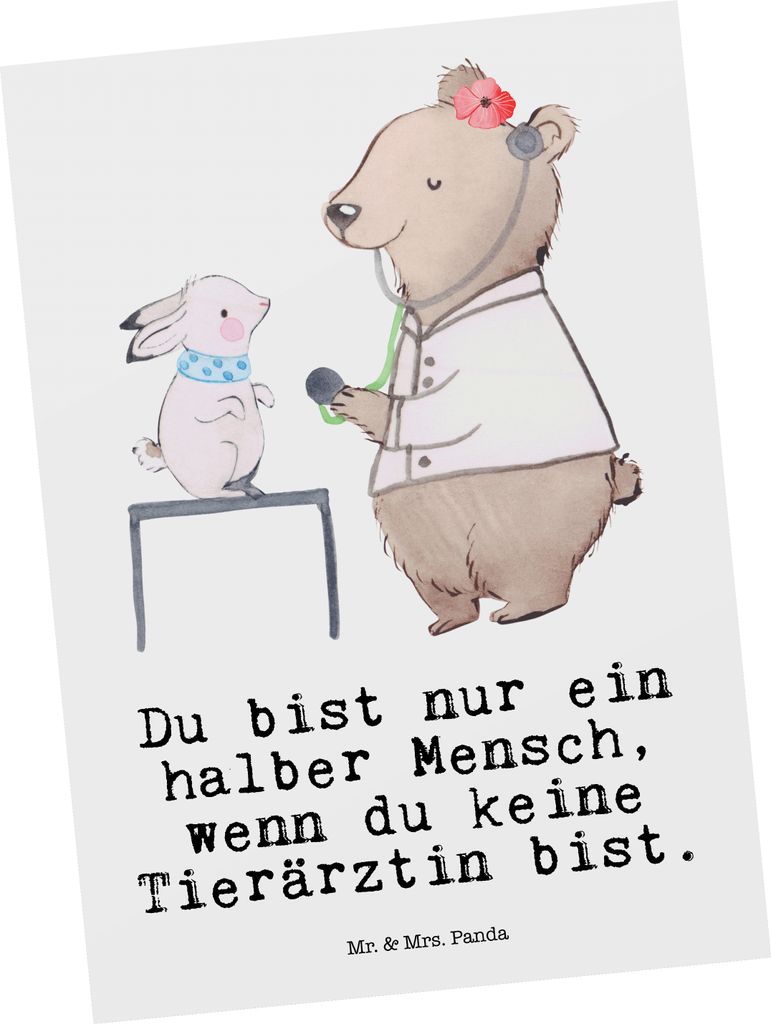 Mr. & Mrs. Panda Postkarte Tierärztin Herz - Weiß - Produktbild 