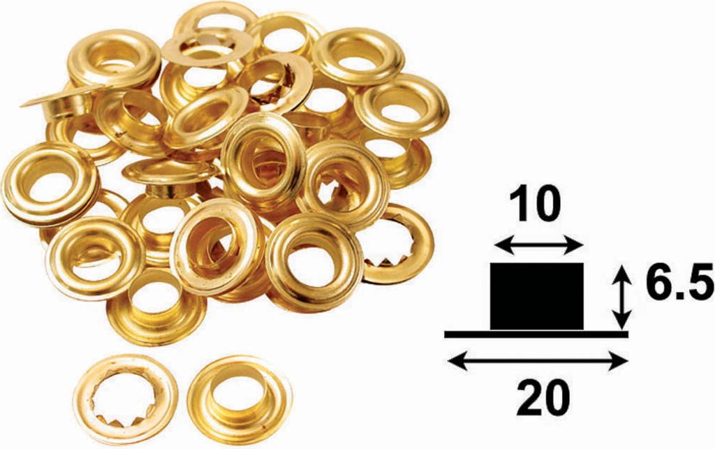 Metall Ösen goldfarben 10 mm Innenmaß - 20er Pack