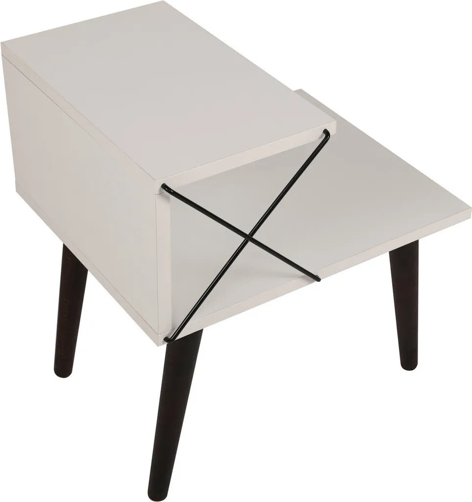 Table de chevet stable Cross blanche 50 cm pour petites chambres
