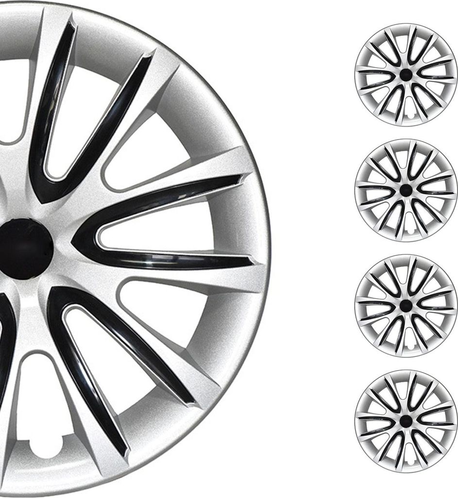 4x Radblenden Radkappen Radzierblenden für 14" Zoll Stahlfelgen Grau Schwarz
