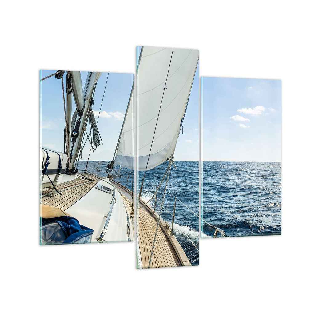Bilder auf glas - Meer Kreuzfahrt Segel - 95x80cm - Glasbilder - Wandbilder - Kunstdruck - zum Aufhängen bereit - Wanddekoration aus Glas - Glas B...
