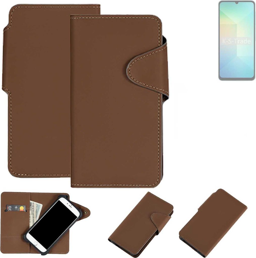 K-S-Trade Schutzhülle Klapphülle Kunstleder kompatibel mit Samsung Galaxy A06 braun Handy Hülle Wallet Case