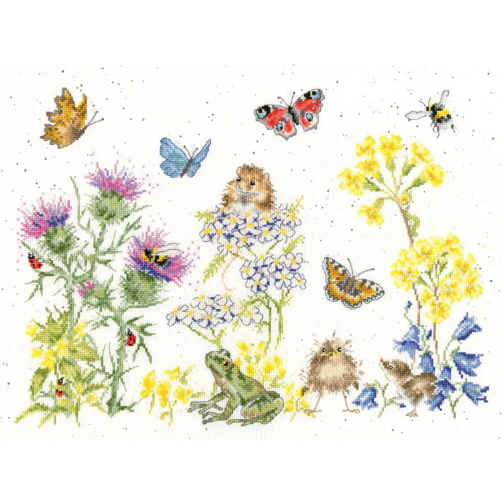 Broderie Point de Croix Compté Set Fleurs Sauvages XHD100 39x29 cm