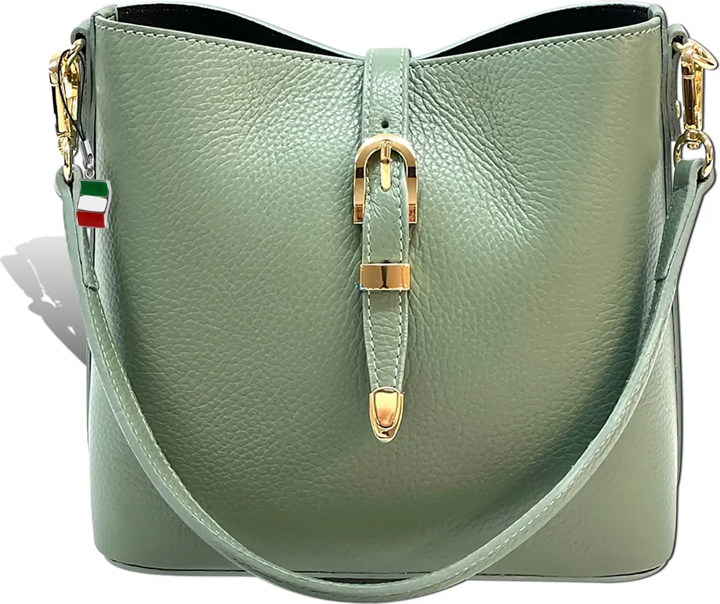 Petit sac à main en cuir véritable vert sauge pour femme Florence