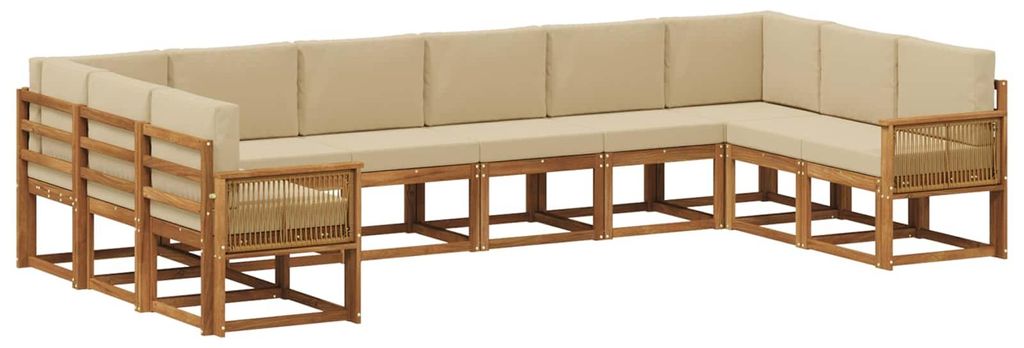 vidaXL Outdoor-Sofagarnitur 10 pcs Natur und Beige Massivholz Akazie
