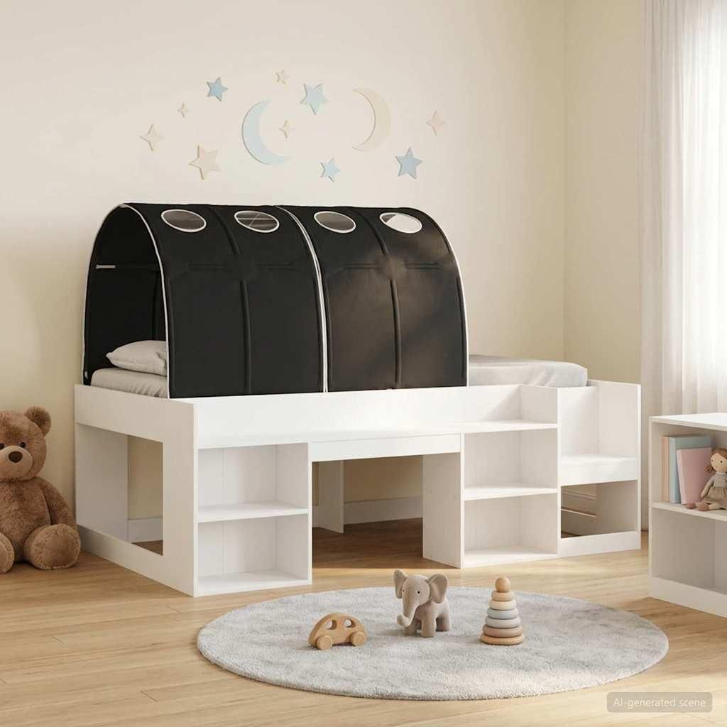 Maison Exclusive - Bettgestell mit Tunnel 3 pcs Weiß und Schwarz Holzwerkstoff