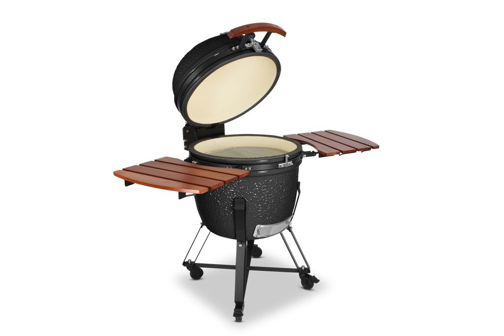 Kamado SE-23,5 Grill Schwarz 60cm Grilldurchmesser BBQ Keramik Holzkohlegrill Grill mit Holzkohle