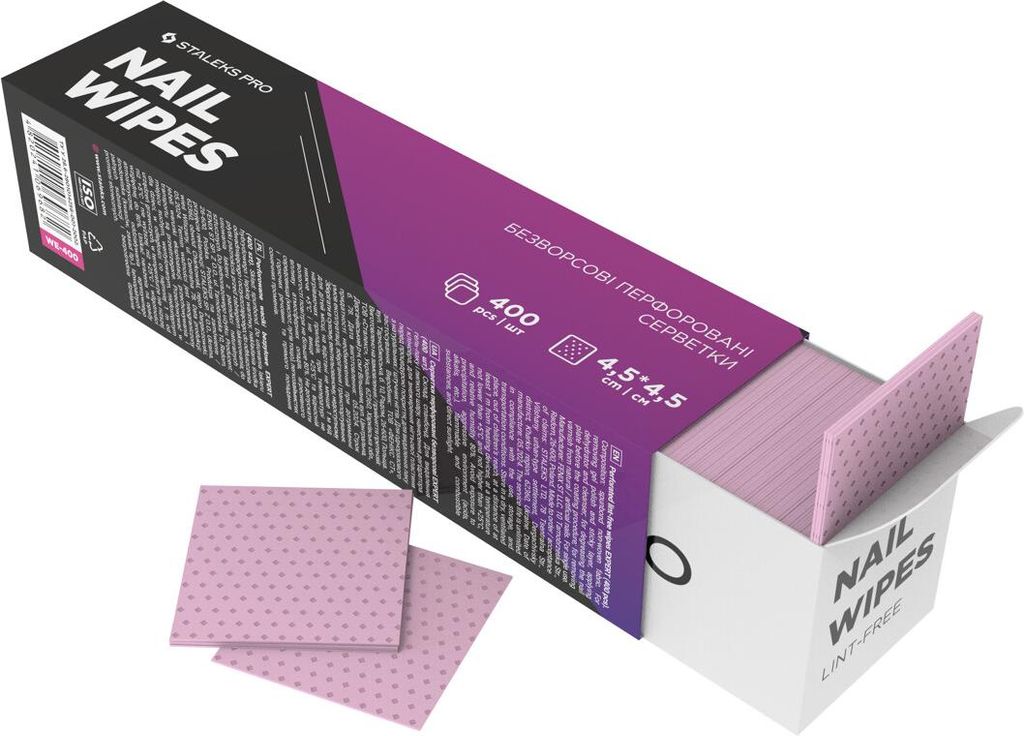 Staleks EXPERT WE-400 – Fusselfreie Perforierte Zellette 400 Stück, Lint-Free Wipes, Spunbond, Für Maniküre & Pediküre, Reinigung & Entfettung