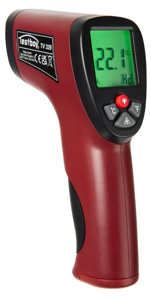 Thermomètre numérique Testboy TV 329 avec écran LCD et visée laser rouge