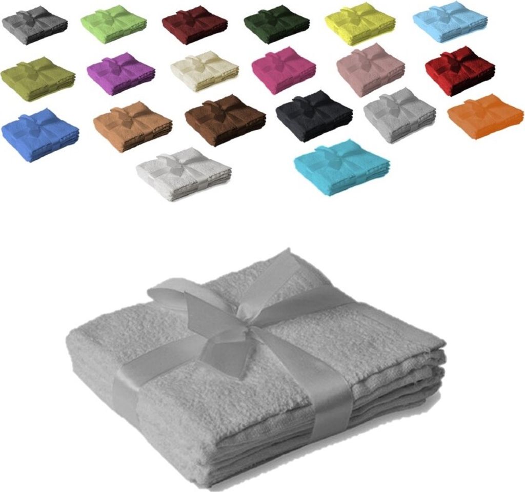 Handtuchserie im Set mit Schleife Marke Seiftuch 4er Set 30 x 30 cm Silber