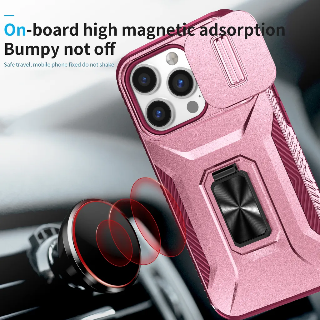 Flyzoo Cover Magnetica per iPhone 14 Pro Max con Supporto Stand ad Anello, [ Protezione Antilngiallimento & Antiurto] Custodia Trasparente Posteriore Hard PC Case con Silicone Bordo, 6.7'', Clear