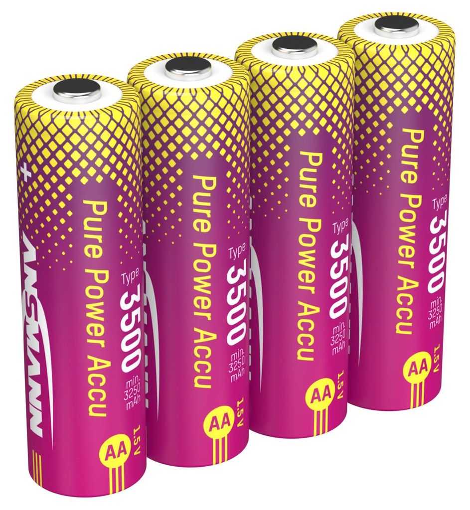 Ansmann Pure Power Mignon AA Akku, Li-Ion, 1,5V, min. 3250mAh, typisch 3500mAh, 4er Blister