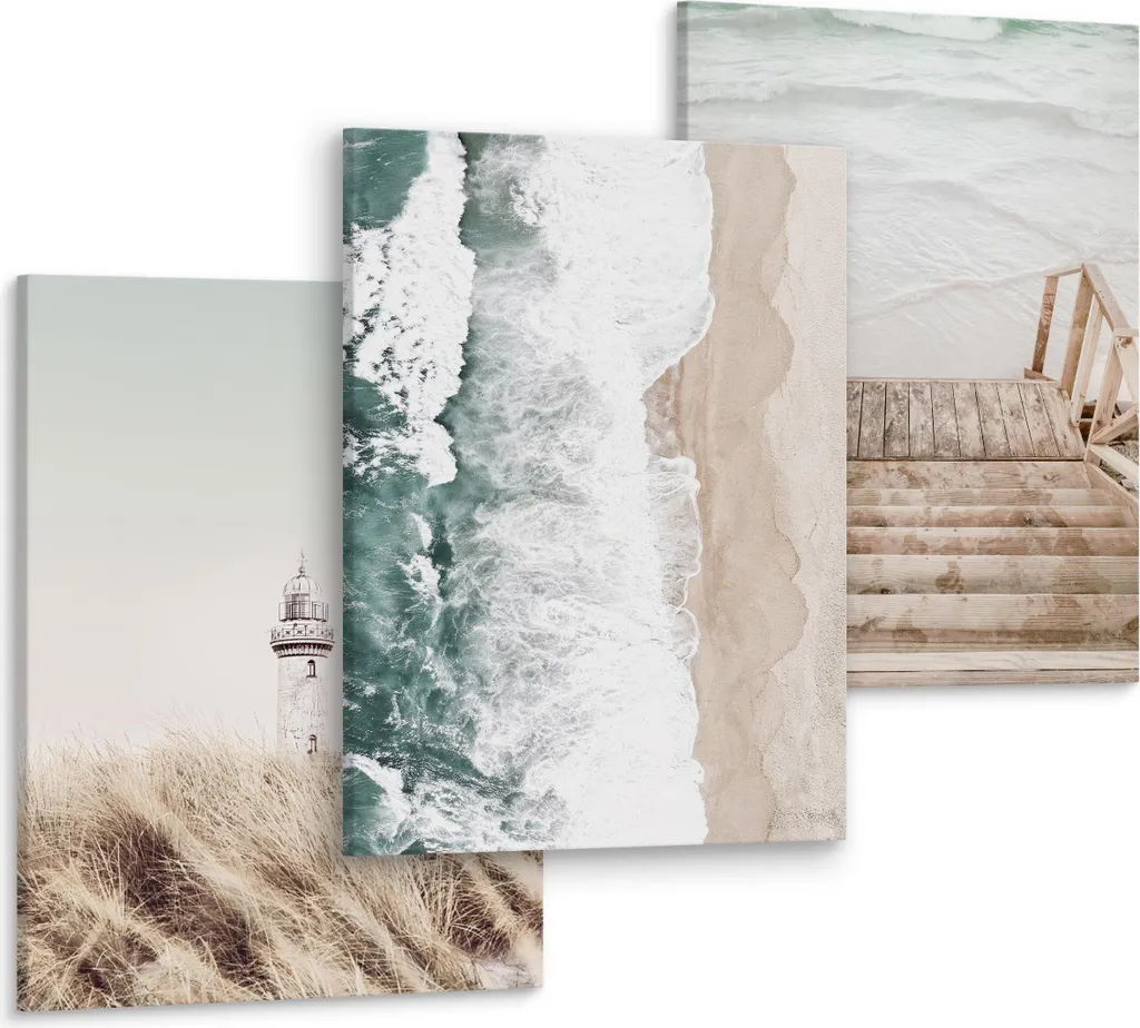 Aménagez un Mur Vide avec l'Ensemble de Tableaux 3D Mer et Plage Muralo