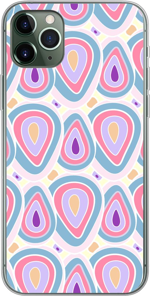 MuchoWow Handyhülle Schutzhülle Hülle für Telefoonhoesje iPhone 11 Pro Max Muster - Achat - Retro - Lila Silikon Softcase Handy Hülle - Schutz